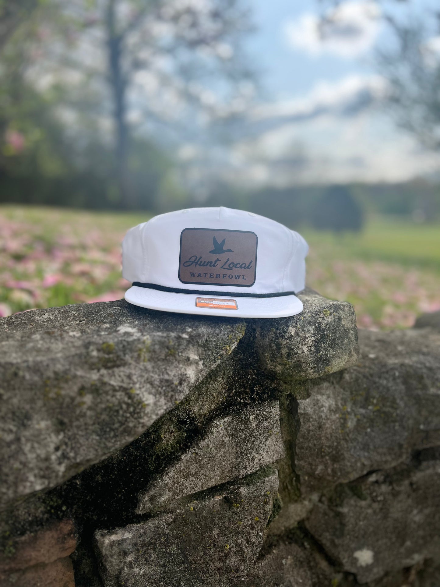 Flat Bill Hat - White and Leather