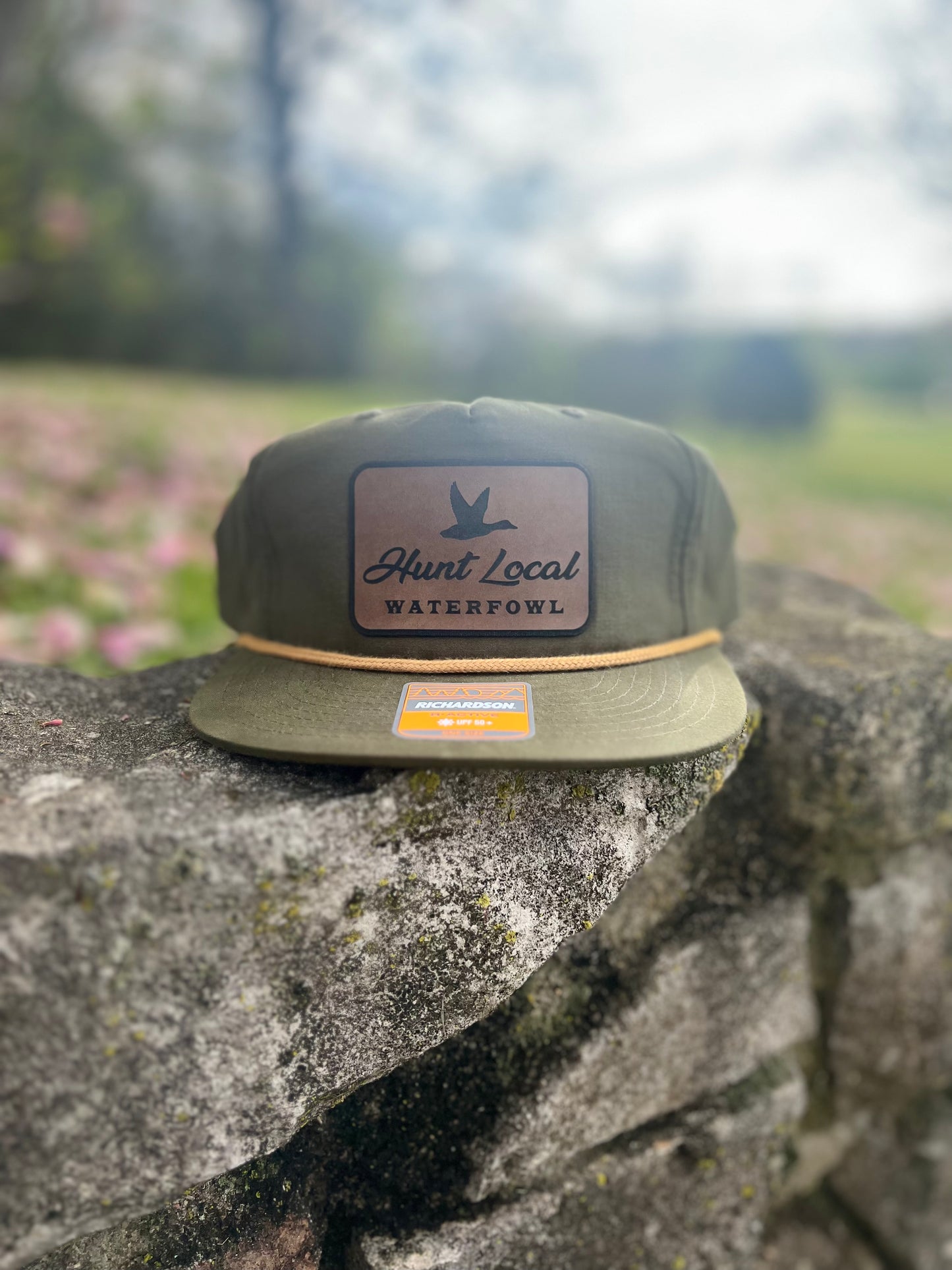 Flat Bill Hat - Green and Leather